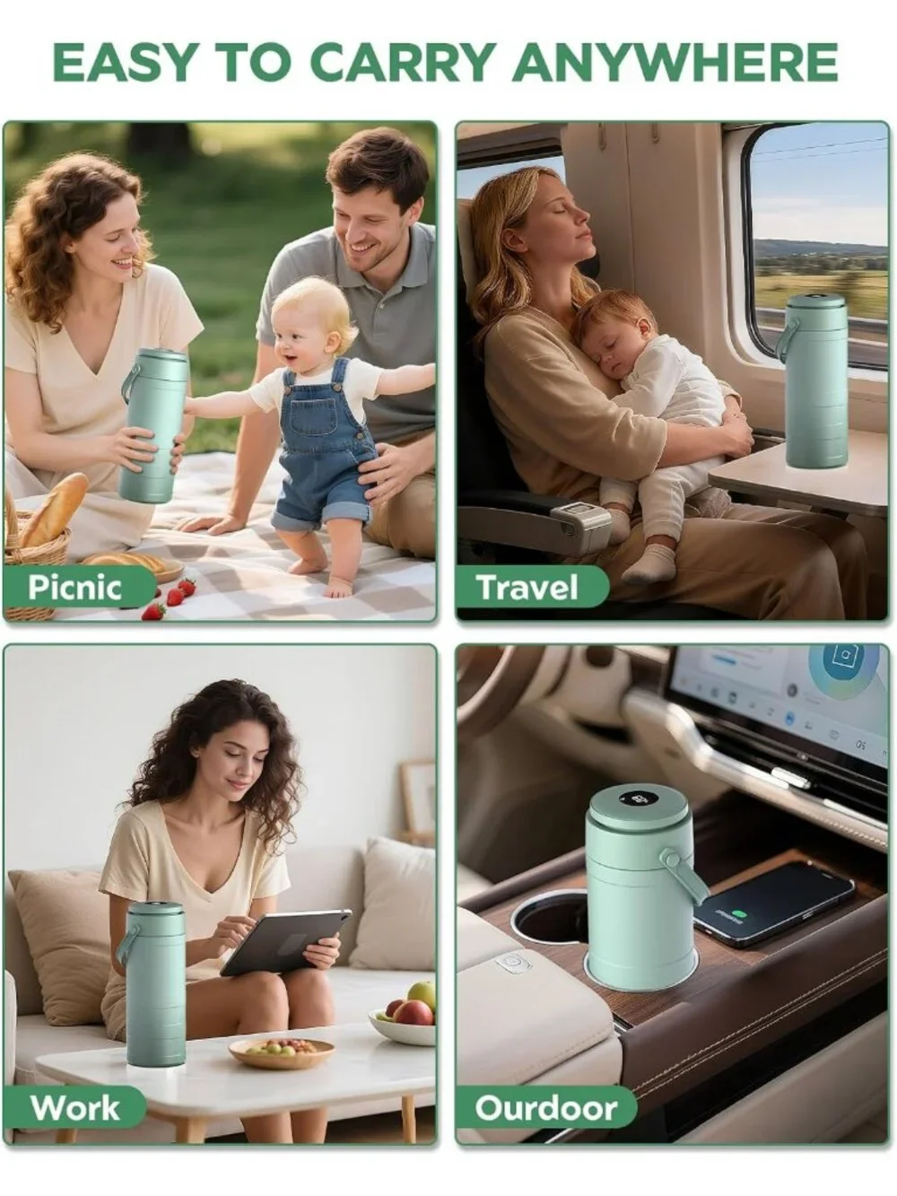Portable Breast Milk Cooler with 24H Cooling, Digital Temp Display & 2 BPA-Free